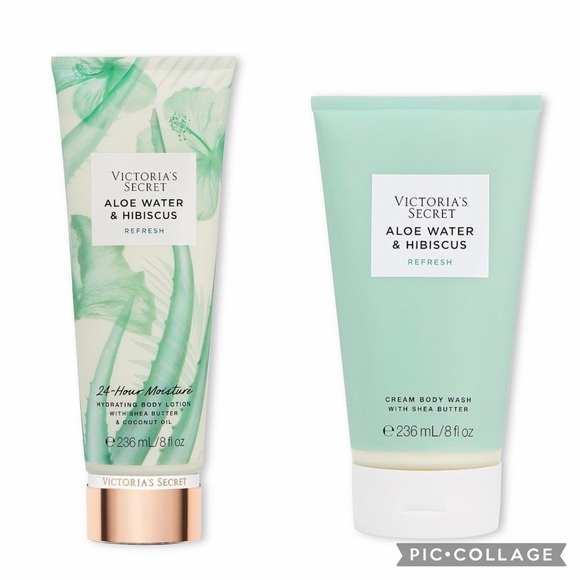 Victoria's Secret Other - VS Aloe Water & Hibiscus Cream Body Wash & Body Lotion Full Size